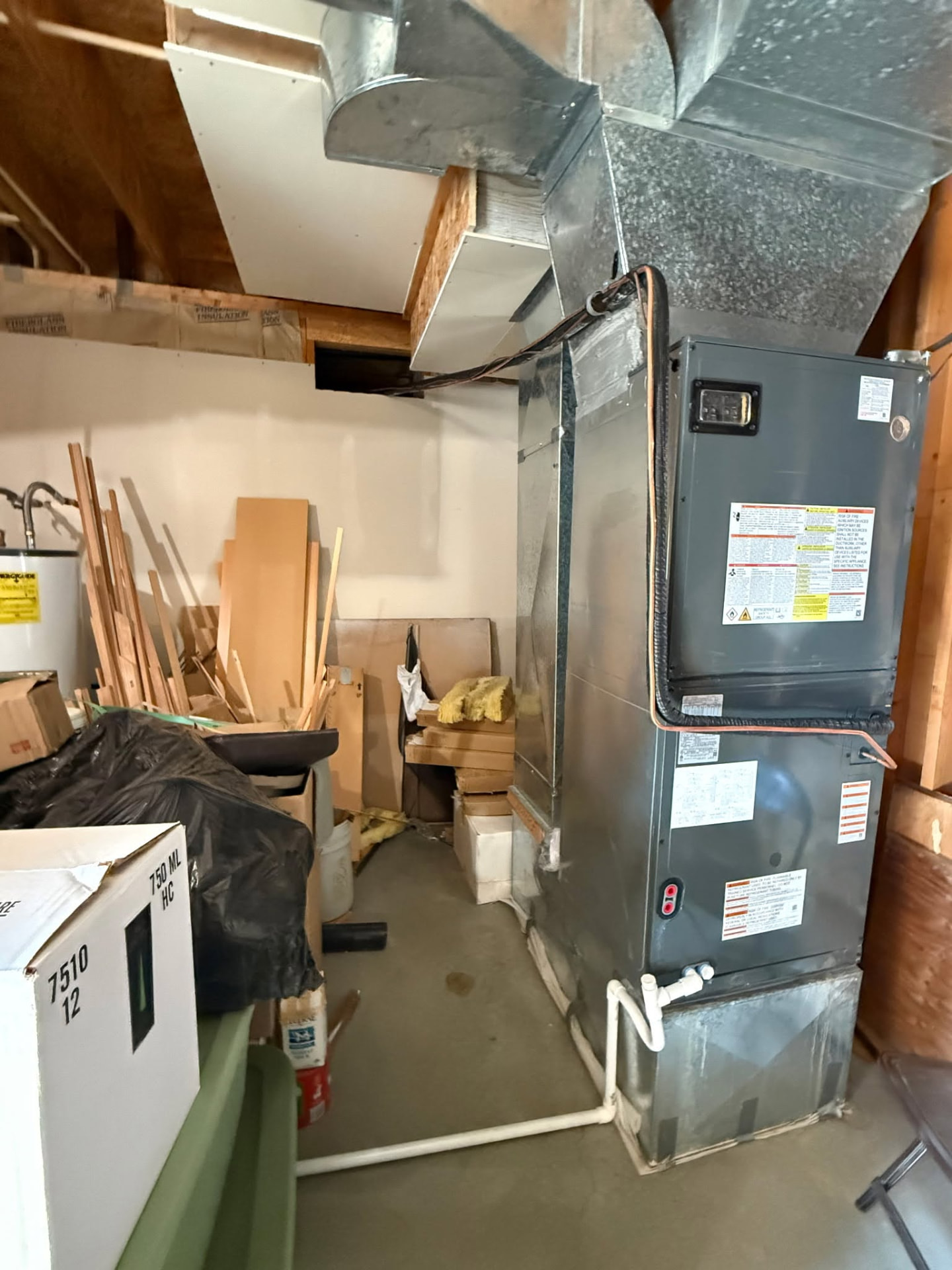 New air handler and ductwork tie-in for the 5-ton heat pump